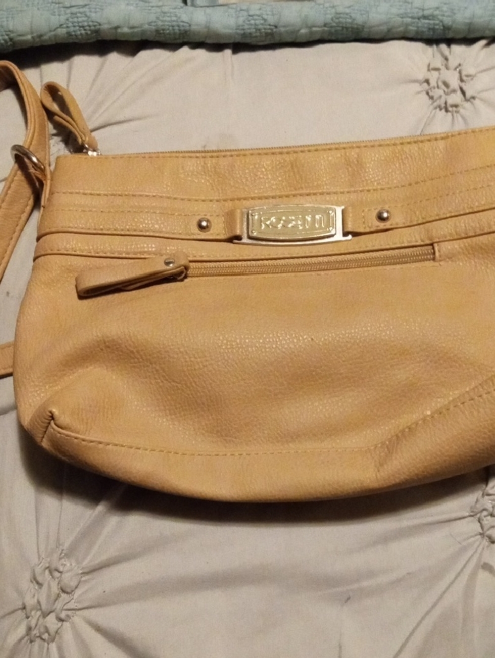 Rosetti Beige Crossbody Bag with Gold Plate